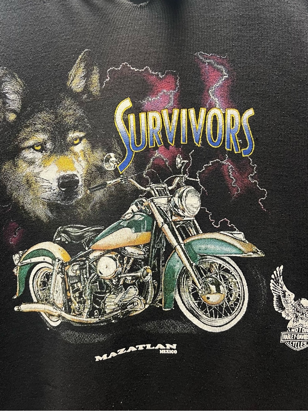 VTG Harley Davidson 3D Emblem Survivors Black Grapic Motorcycley Tee - Mazatlan - Picture 4 of 8